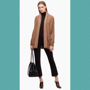 Babaton Beige Wool Cashmere Blend Open Front Beekman Cardigan